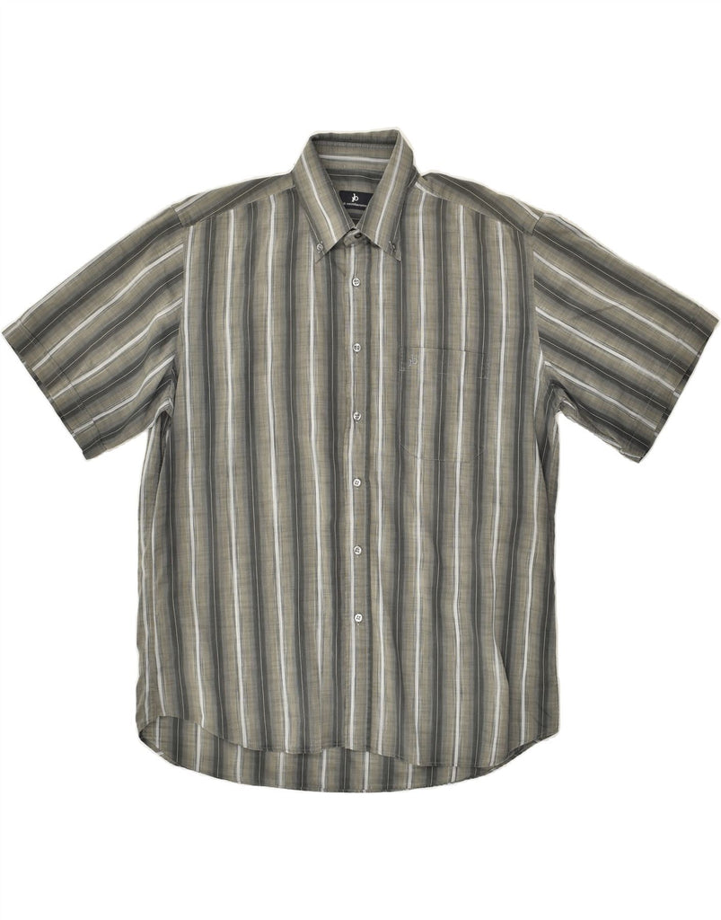 ROCCOBAROCCO Mens Short Sleeve Shirt Size 43 17 XL Grey Striped Cotton | Vintage Roccobarocco | Thrift | Second-Hand Roccobarocco | Used Clothing | Messina Hembry 