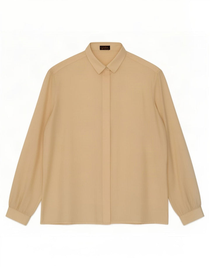 Vintage Womens Shirt Blouse Size 45 Large Beige