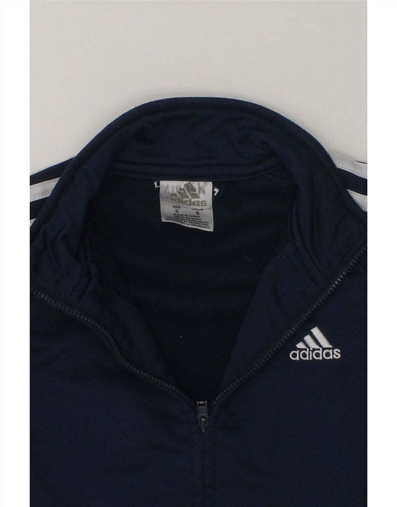 ADIDAS Boys Graphic Tracksuit Top Jacket 4-5 Years Navy Blue Polyester | Vintage Adidas | Thrift | Second-Hand Adidas | Used Clothing | Messina Hembry 