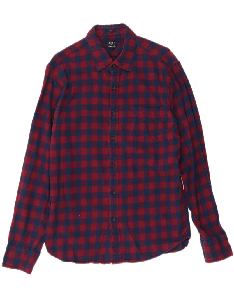 J. CREW Mens Slim Fit Flannel Shirt Large Red Check Cotton Vintage J. Crew and Second-Hand J. Crew from Messina Hembry 