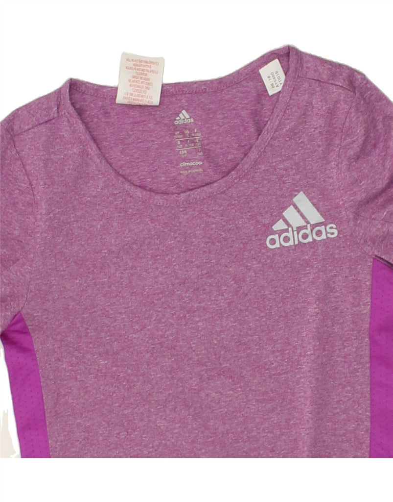 ADIDAS Girls Top Long Sleeve 9-10 Years Pink Flecked Polyester | Vintage Adidas | Thrift | Second-Hand Adidas | Used Clothing | Messina Hembry 