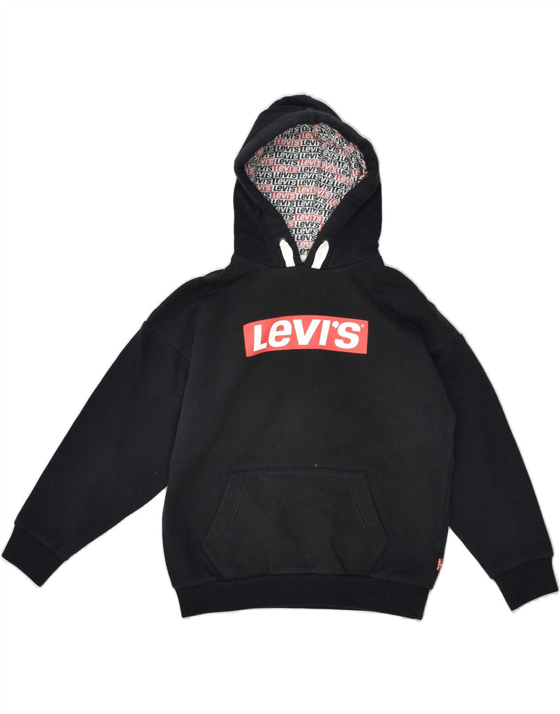 LEVI'S Boys Graphic Hoodie Jumper 9-10 Years Black Cotton | Vintage Levi's | Thrift | Second-Hand Levi's | Used Clothing | Messina Hembry 