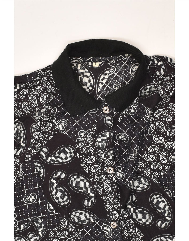 VINTAGE Womens Shirt UK 16 Large Black Paisley | Vintage Vintage | Thrift | Second-Hand Vintage | Used Clothing | Messina Hembry 