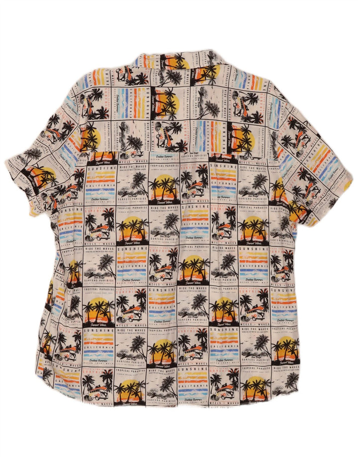 LIVERGY Mens Short Sleeve Shirt Size 43/44 XL White Viscose Hawaiian