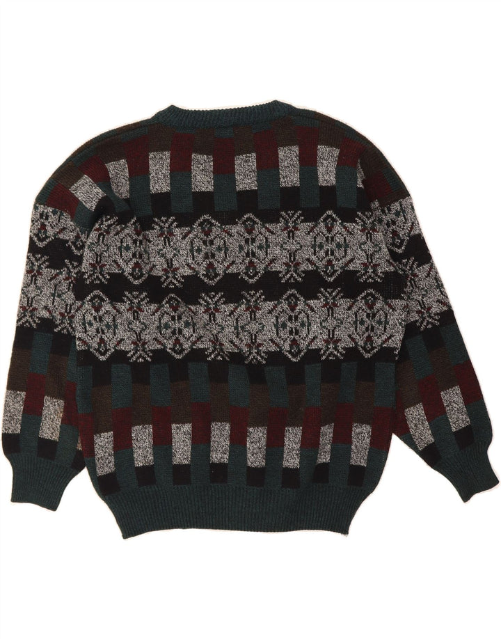 VINTAGE Mens V-Neck Jumper Sweater Large Multicoloured Fair Isle Vintage Vintage and Second-Hand Vintage from Messina Hembry 