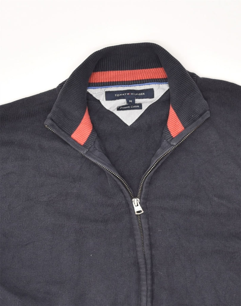 TOMMY HILFIGER Mens Cardigan Sweater Medium Navy Blue Cotton | Vintage Tommy Hilfiger | Thrift | Second-Hand Tommy Hilfiger | Used Clothing | Messina Hembry 