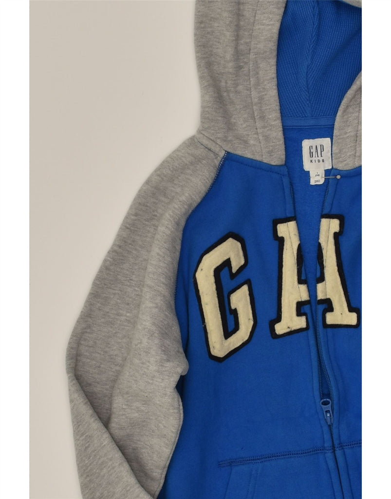 GAP Boys Graphic Zip Hoodie Sweater 9-10 Years Large Blue Colourblock | Vintage Gap | Thrift | Second-Hand Gap | Used Clothing | Messina Hembry 