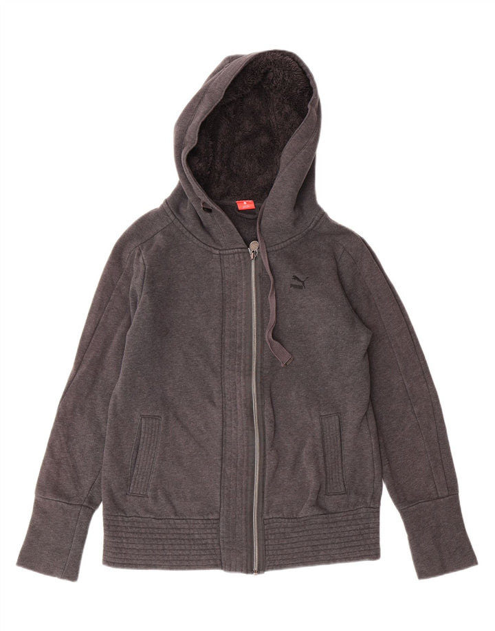 PUMA Womens Zip Hoodie Sweater UK 12 Medium Grey Vintage Puma and Second-Hand Puma from Messina Hembry 