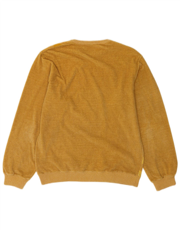 Vintage Mens Crew Neck Jumper Sweater Medium Brown Striped Cotton