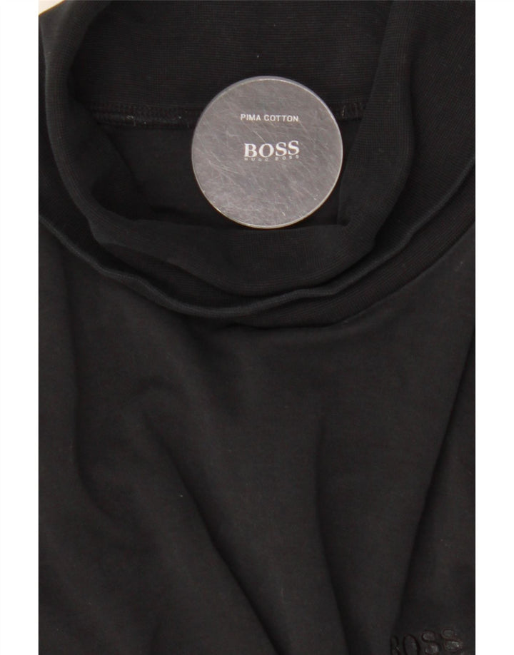HUGO BOSS Mens Roll Neck Top Long Sleeve Medium Black Cotton