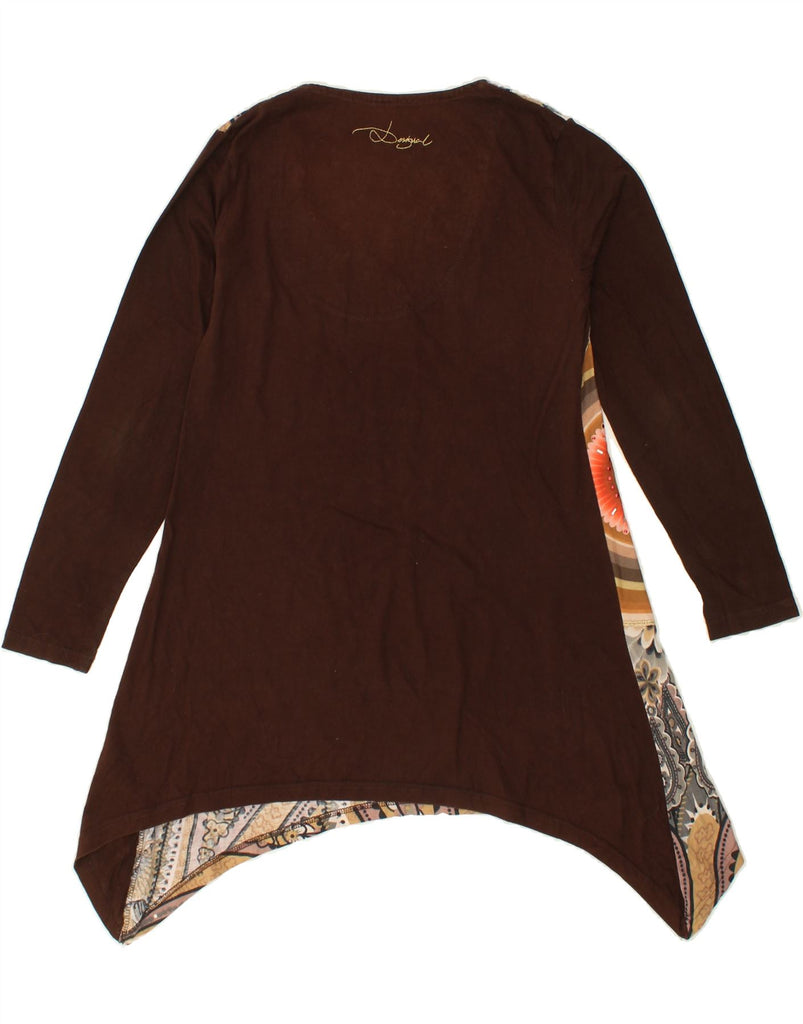 DESIGUAL Womens Asymmetric Tunic Top UK 14 Large Brown Paisley Cotton Vintage Desigual and Second-Hand Desigual from Messina Hembry 