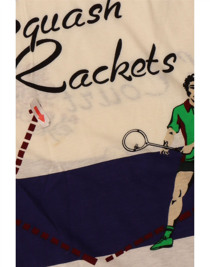 Cacharel Mens Graphic T-Shirt Top Large White Colourblock Cotton