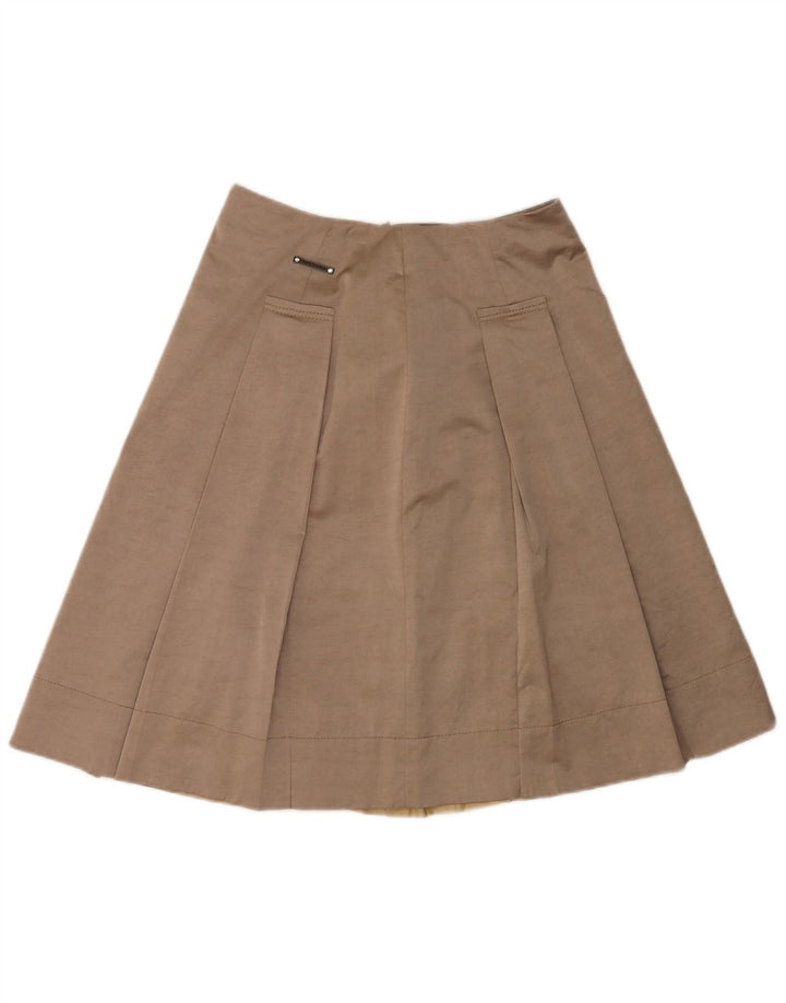 Paul & Shark Womens Stretch Pleated Skirt IT 42 Medium W28  Brown Cotton