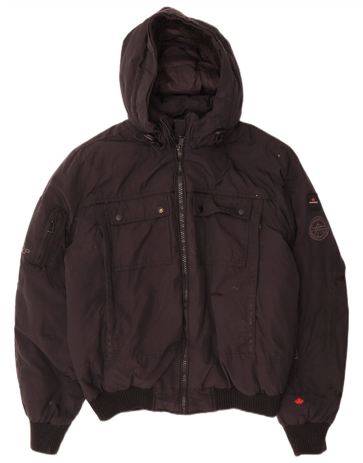 Canadiens Mens Hooded Padded Jacket IT 50 Large Black Nylon