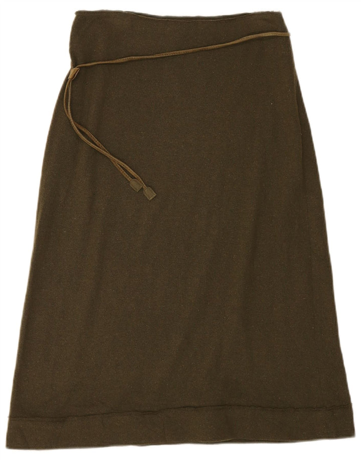Stefanel Womens Knit A-Line Skirt EU 38 Medium W28  Khaki Wool