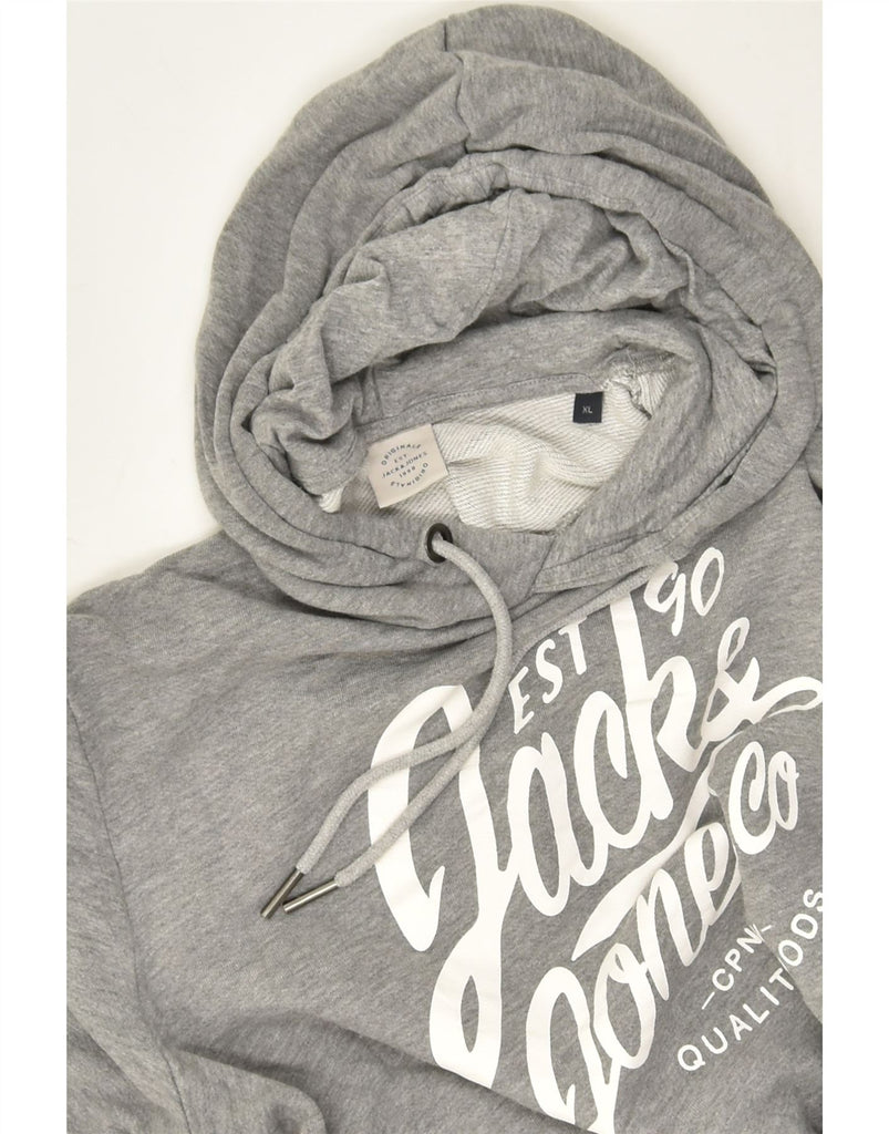 JACK & JONES Mens Graphic Hoodie Jumper XL Grey Cotton | Vintage Jack & Jones | Thrift | Second-Hand Jack & Jones | Used Clothing | Messina Hembry 