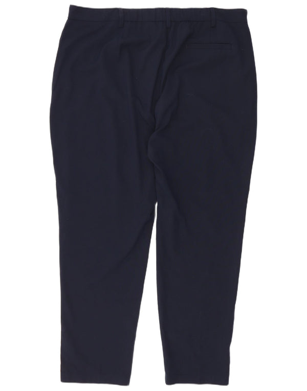 Marks & Spencer Womens Crop Chino Trousers UK 18 XL W36 L26 Navy Blue