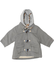 BURBERRY Baby Boys Hooded Duffle Coat 0-3 Months Grey Colourblock Cotton