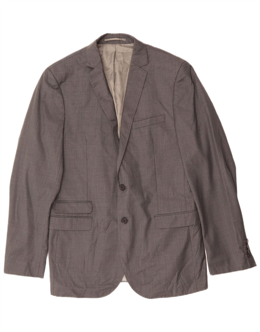 French Connection Mens 2 Button Slim Fit Blazer Jacket IT 52 XL Grey Wool