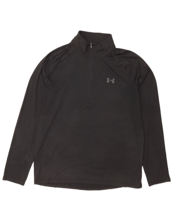 Under Armour Mens Zip Neck Pullover Tracksuit Top Medium Black