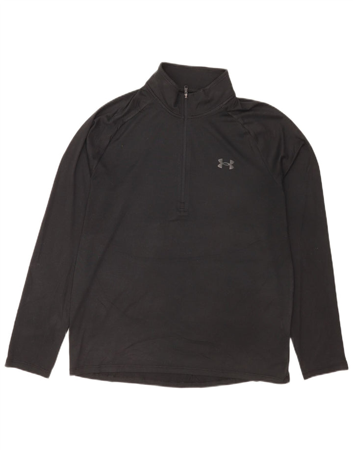 Under Armour Mens Zip Neck Pullover Tracksuit Top Medium Black