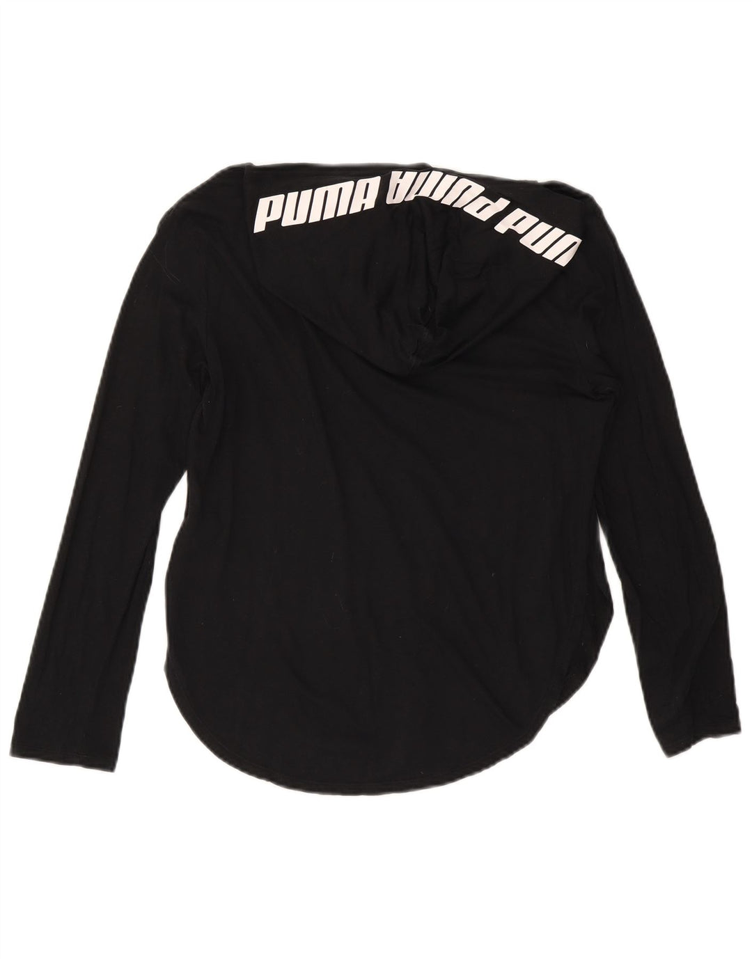 PUMA Womens Hooded Graphic Top Long Sleeve UK 10 Small Black Cotton