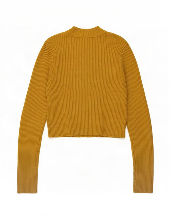 Topshop Womens Crop Turtle Neck Jumper Sweater UK 12 Medium Yellow