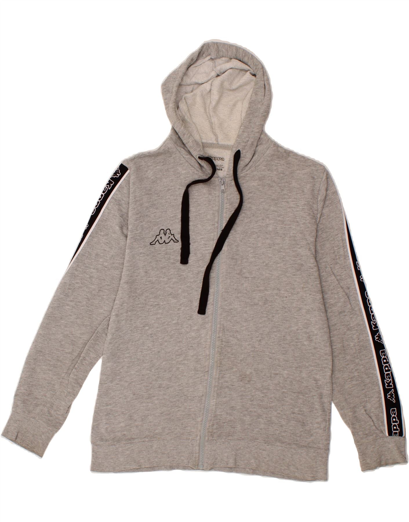 KAPPA Womens Graphic Zip Hoodie Sweater UK 14 Medium Grey