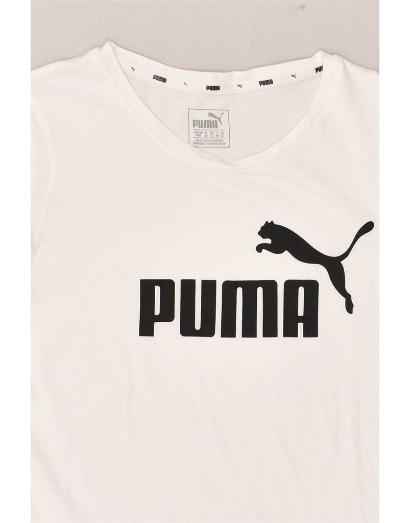 PUMA Womens Graphic T-Shirt Top UK 12 Medium  White Cotton | Vintage Puma | Thrift | Second-Hand Puma | Used Clothing | Messina Hembry 