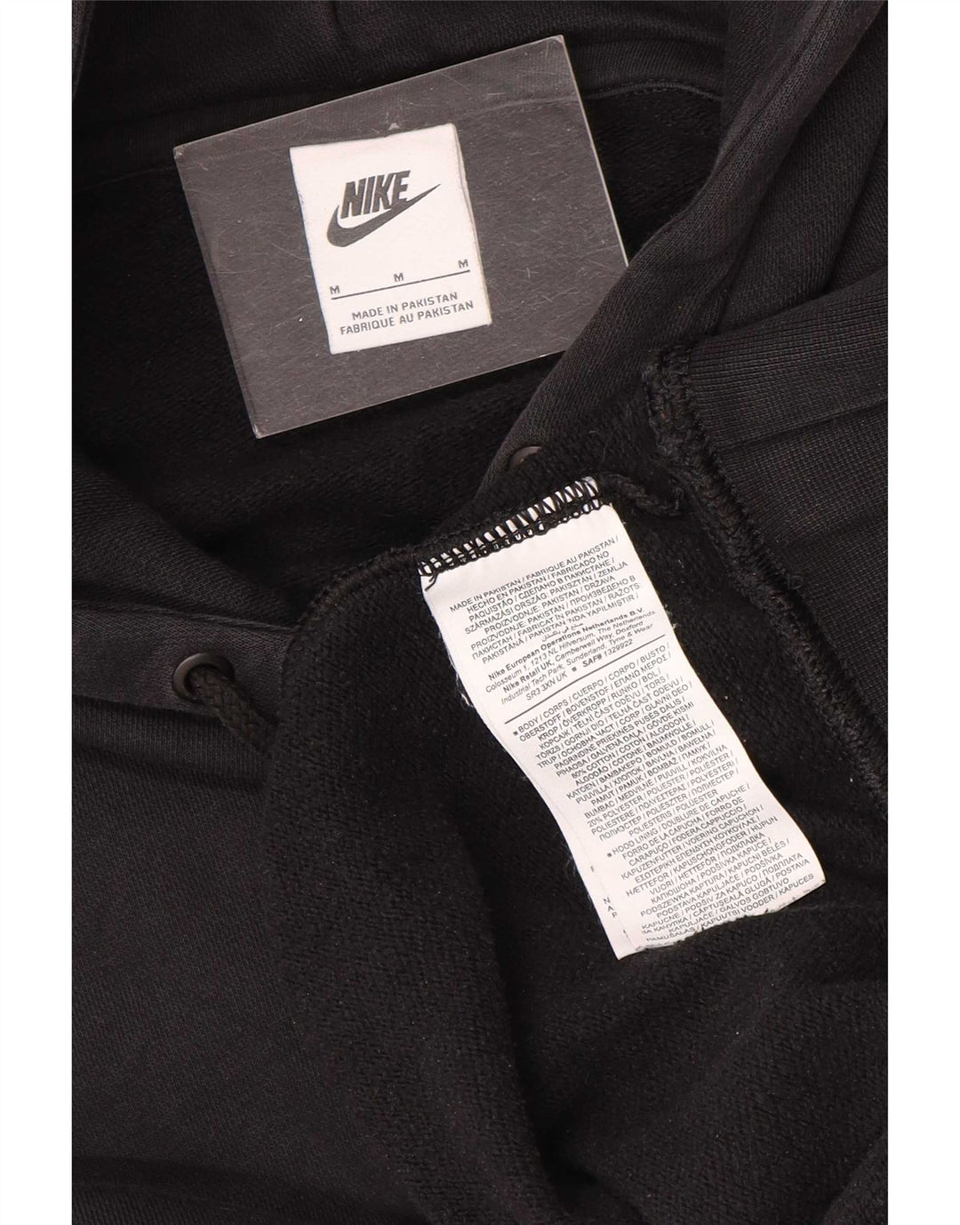 Nike Womens Oversized Hoodie Jumper UK 14 Medium Black Cotton