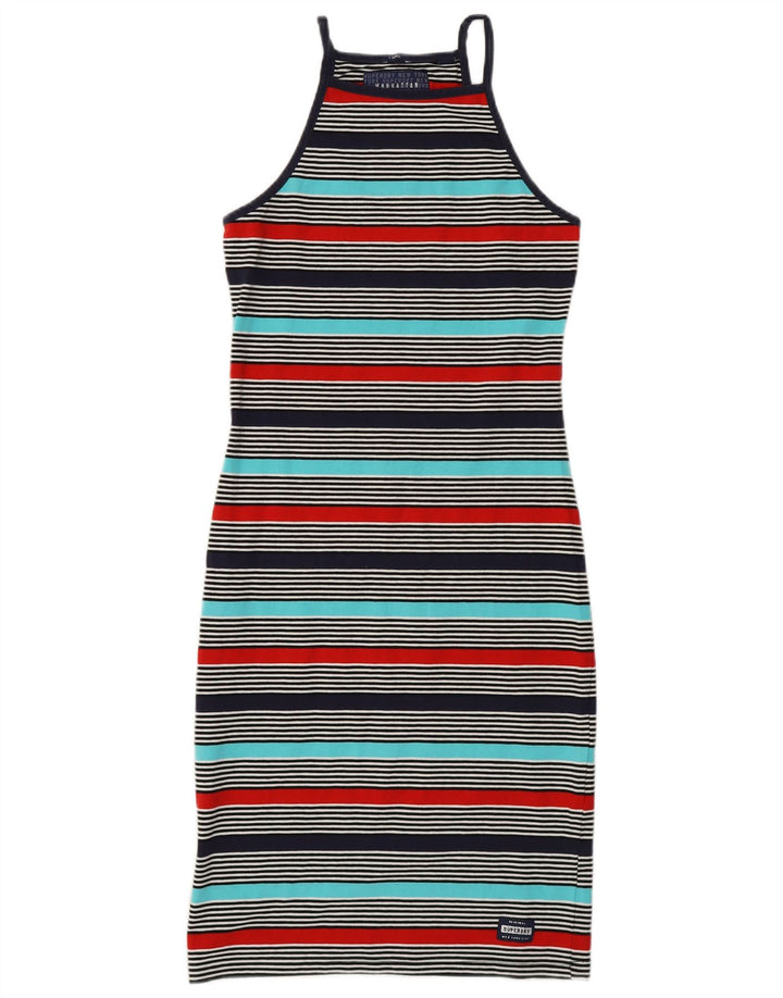 SUPERDRY Womens Manhattan T-Shirt Dress UK 6 XS Multicoloured Striped