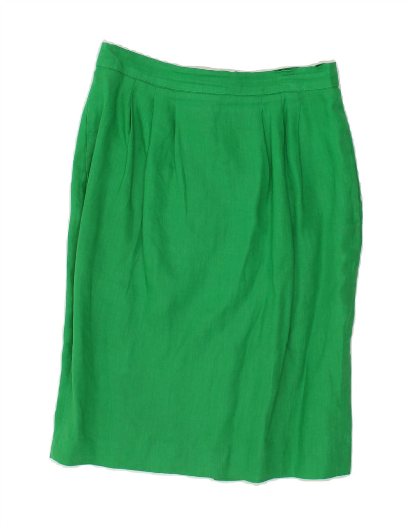 MAX MARA Womens Short Sleeve 2 Piece Skirt Set UK 16 Large W28 Green Linen | Vintage Max Mara | Thrift | Second-Hand Max Mara | Used Clothing | Messina Hembry 