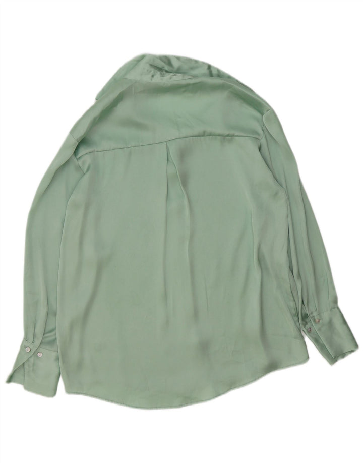 Zara Womens Oversized Shirt Blouse UK 6 XS Green Polyester
