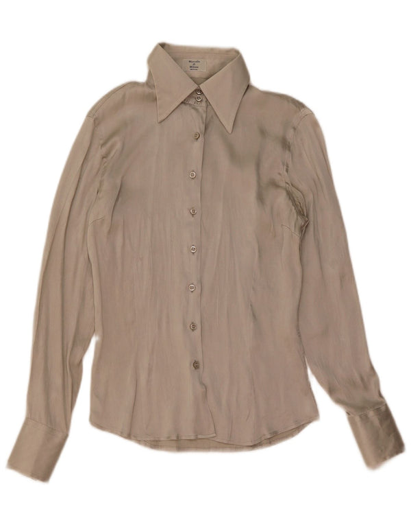 Vintage Womens Shirt Blouse UK 10 Small Grey