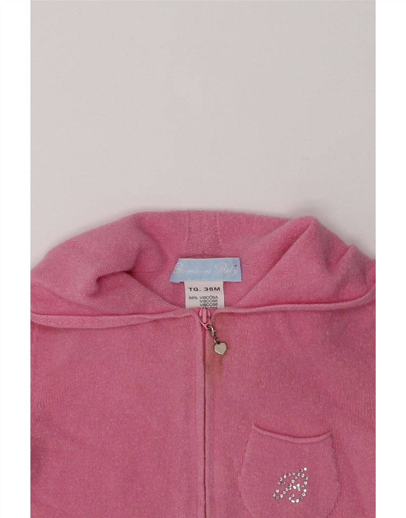 BLUMARINE Girls Hooded Cardigan Sweater 2-3 Years Pink Viscose | Vintage Blumarine | Thrift | Second-Hand Blumarine | Used Clothing | Messina Hembry 