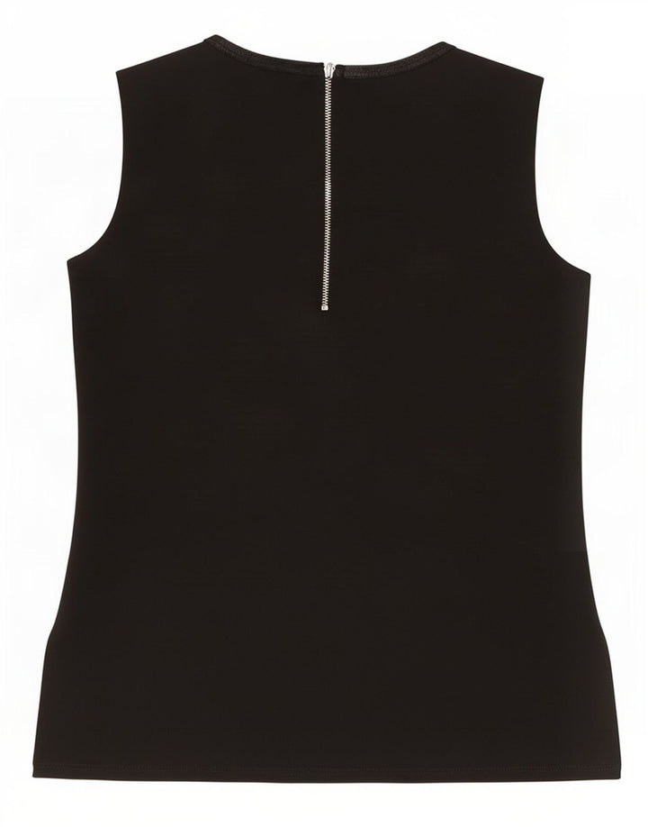 Zara Womens Graphic Sleeveless Blouse Top UK 10 Small Black Polyester