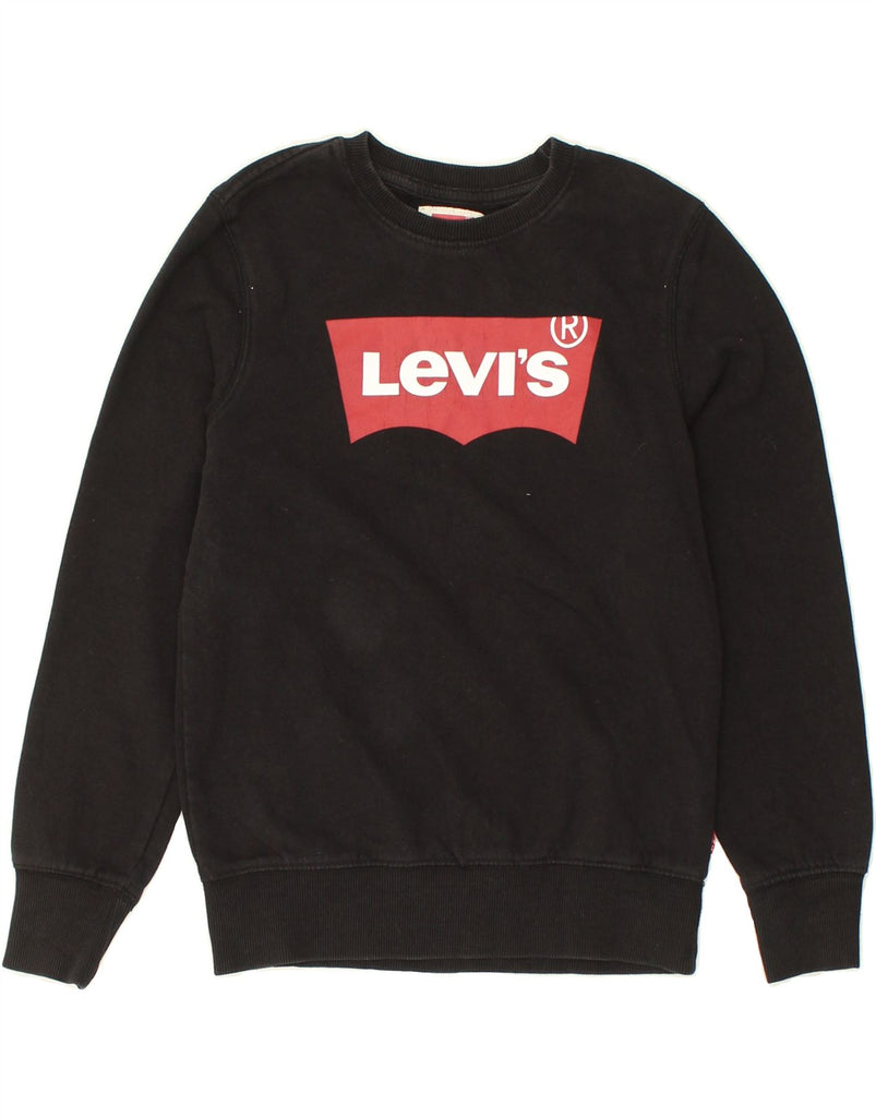 LEVI'S Boys Graphic Sweatshirt Jumper 11-12 Years Black Cotton | Vintage Levi's | Thrift | Second-Hand Levi's | Used Clothing | Messina Hembry 