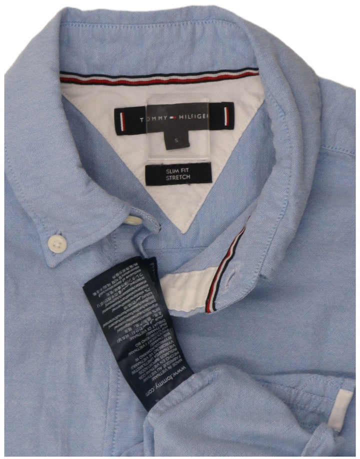 Tommy Hilfiger Mens Slim Fit Shirt Small Blue Cotton
