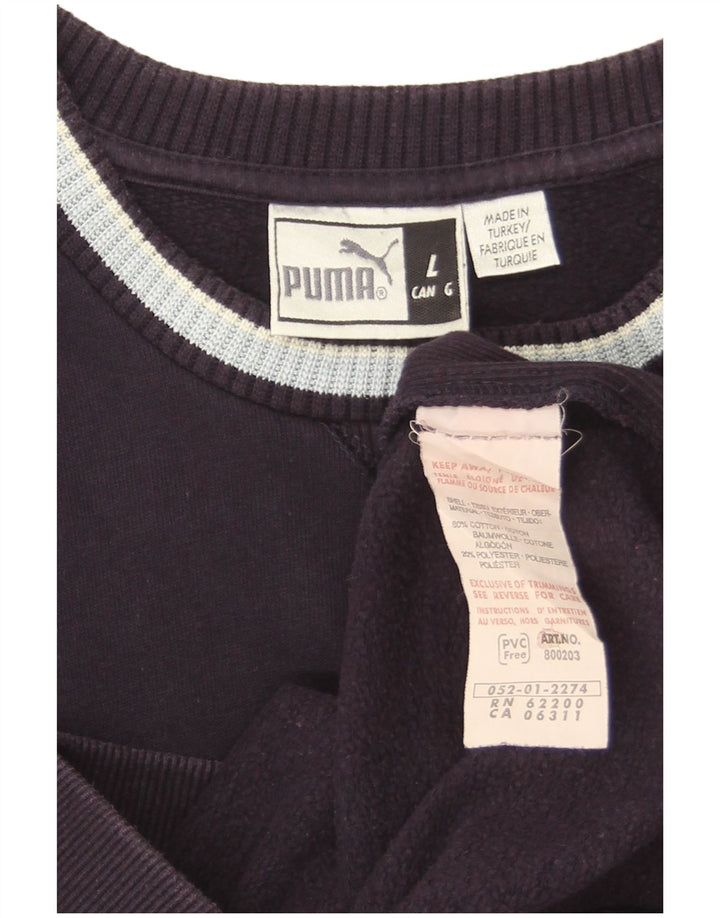 Puma Mens Graphic Sweatshirt Jumper Large Navy Blue Cotton