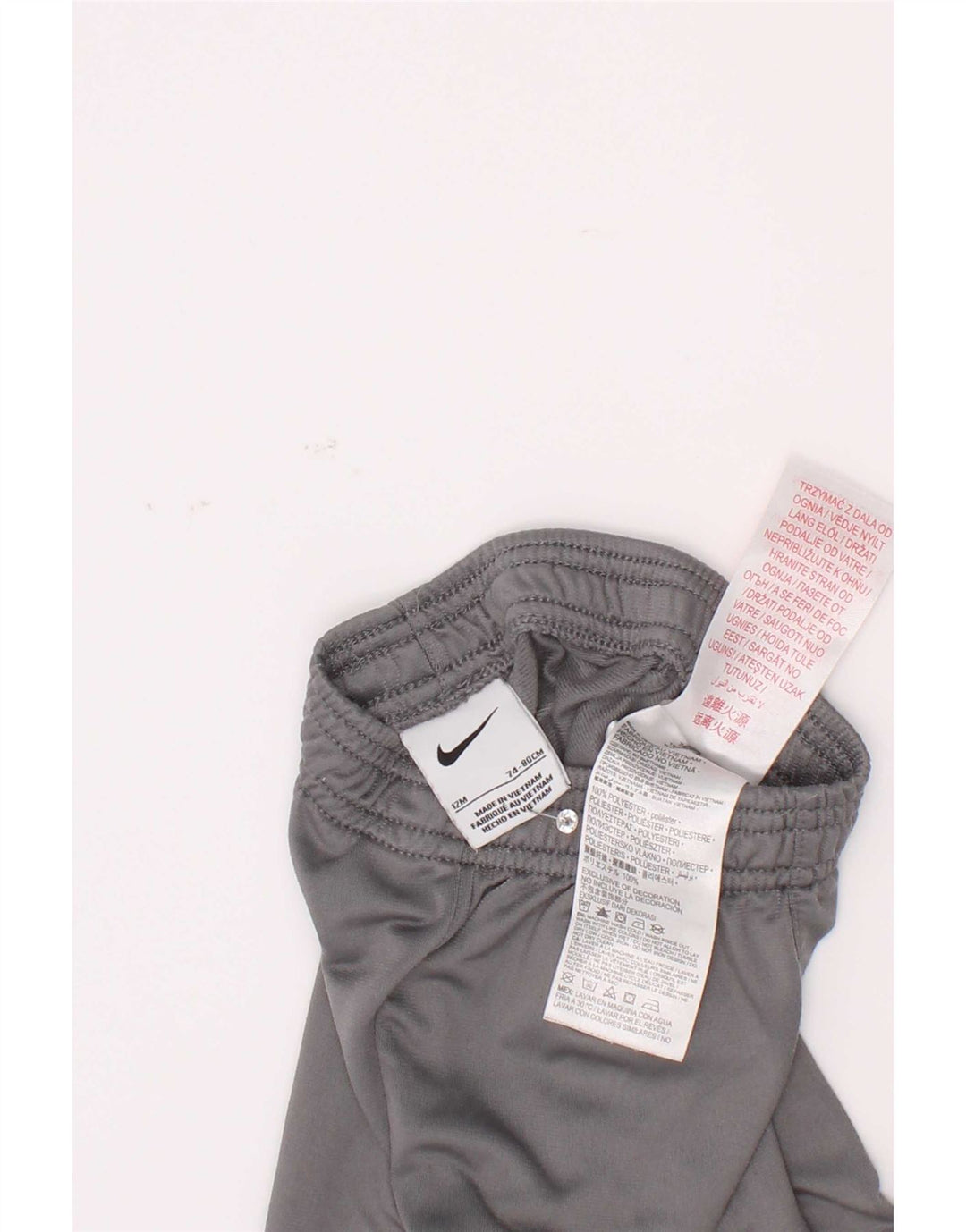 Nike Baby Boys Tracksuit Trousers 9-12 Months Grey Polyester
