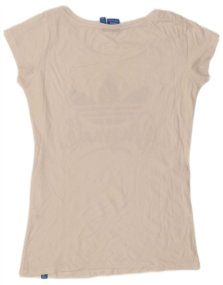 Adidas Womens Graphic T-Shirt Top UK 12 Medium White