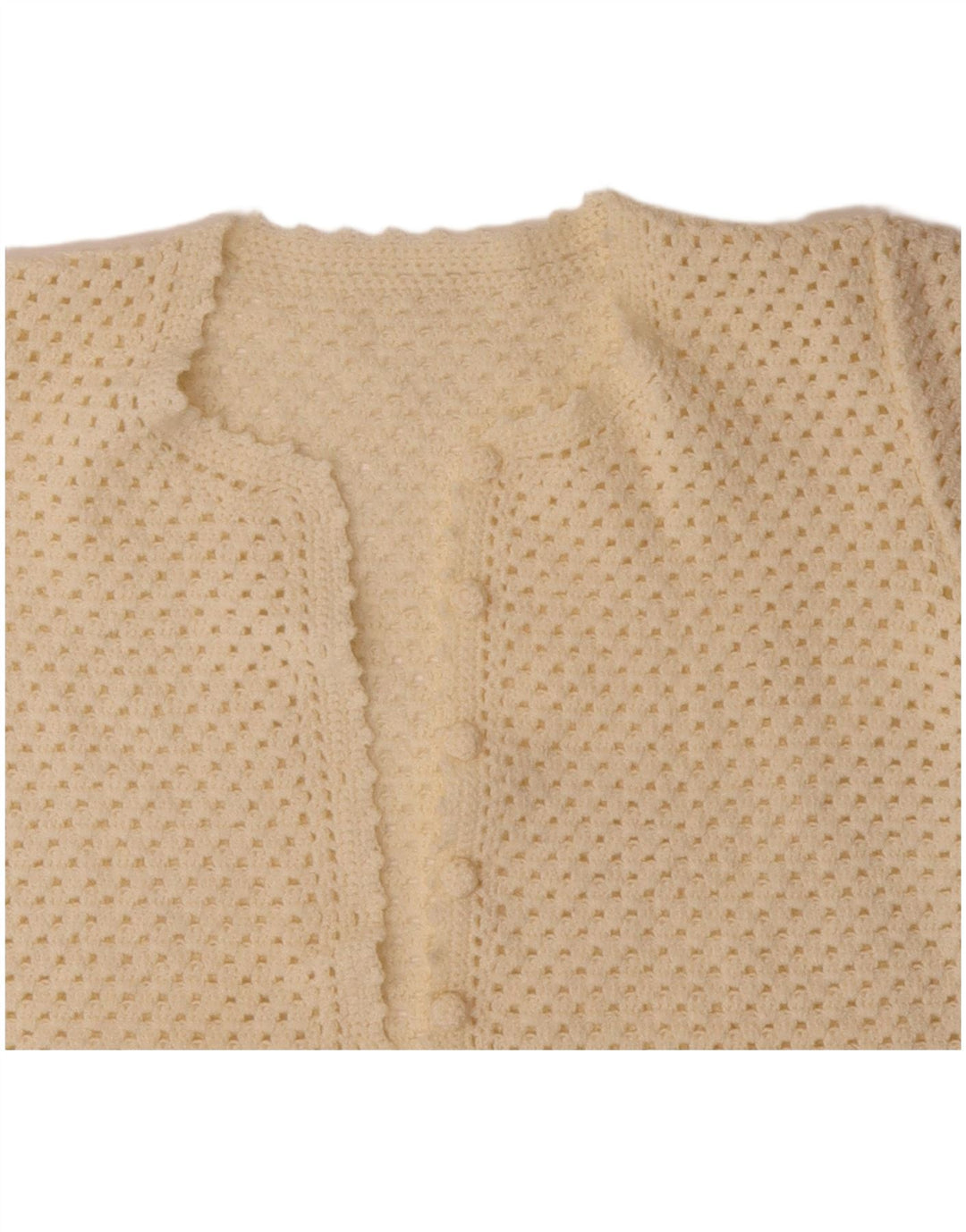 VINTAGE Womens Crop Short Sleeve Cardigan Sweater UK 14 Medium Off White