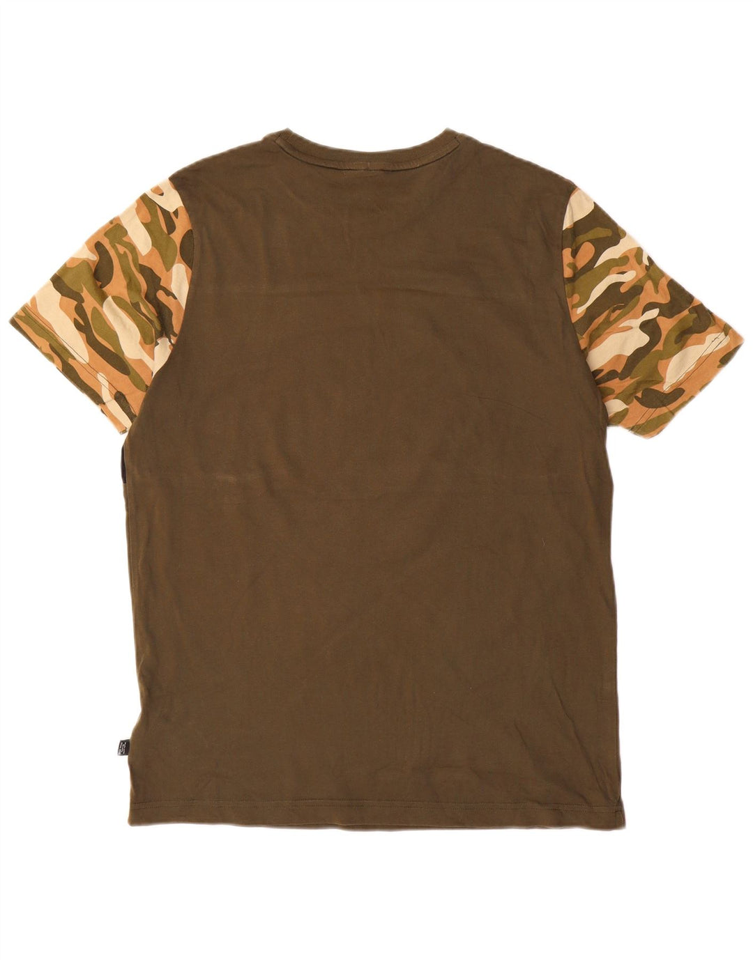 PUMA Mens Graphic T-Shirt Top Medium Khaki Camouflage Cotton