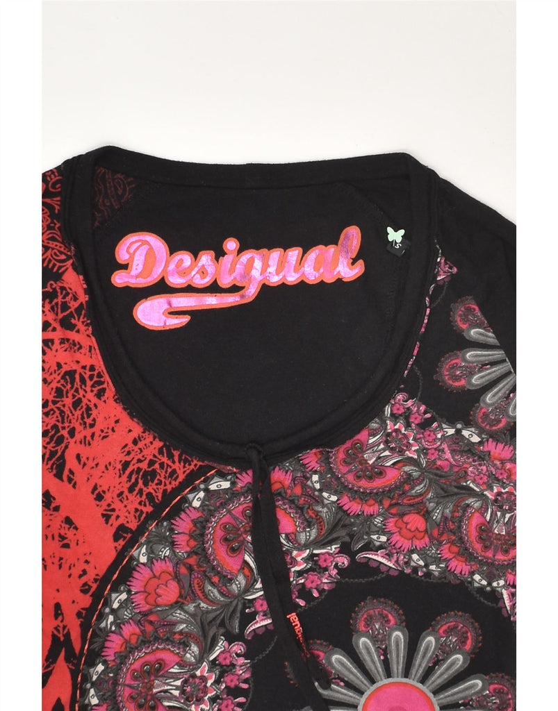 DESIGUAL Womens Graphic Crew Neck Jumper Sweater UK 10 Small Black Floral | Vintage Desigual | Thrift | Second-Hand Desigual | Used Clothing | Messina Hembry 