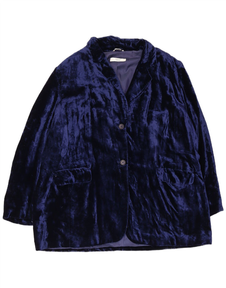 Marina Rinaldi Womens Basic 2 Button Velvet Blazer Jacket Size 31 XL Blue