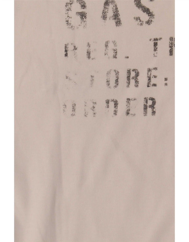 Gas Mens Top Long Sleeve XL White Cotton