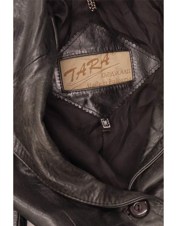 Vintage Womens Leather Coat UK 12 Medium Black