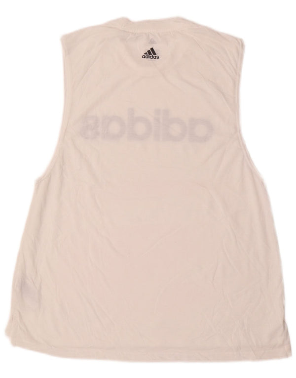 ADIDAS Womens Graphic Vest Top UK 16/18 Large White Polyester