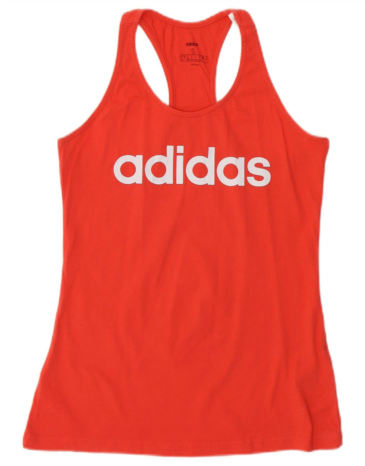 Adidas Womens Graphic Vest Top UK 8/10 Small Red Cotton