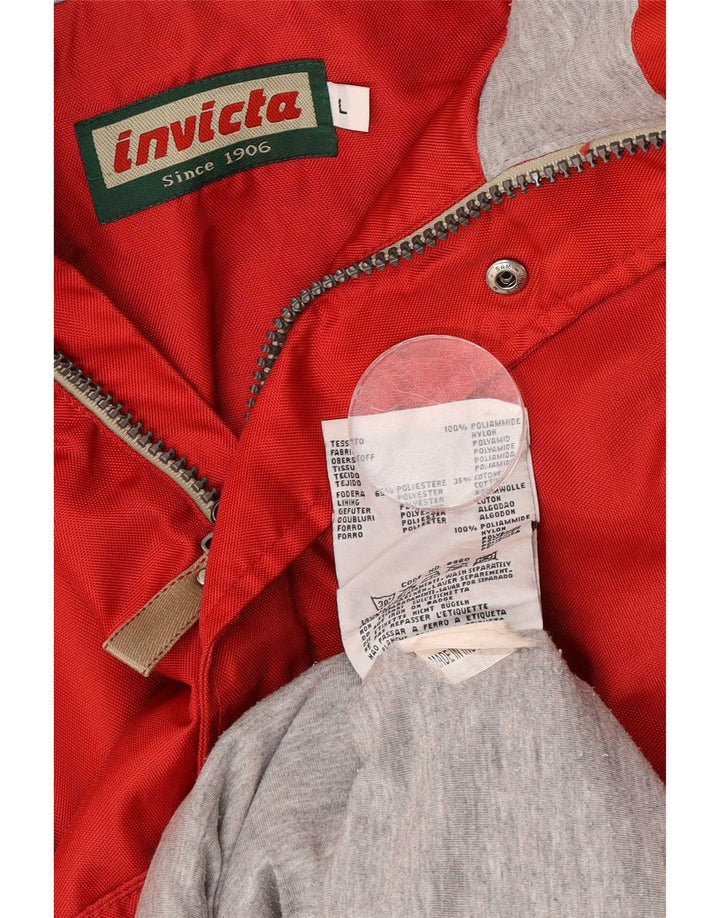 Invicta Mens Hooded Rain Jacket UK 40 Large Red Polyamide